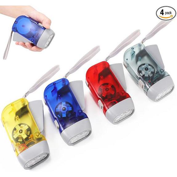 4 Pack Hand Crank Emergency Flashlight No Battery