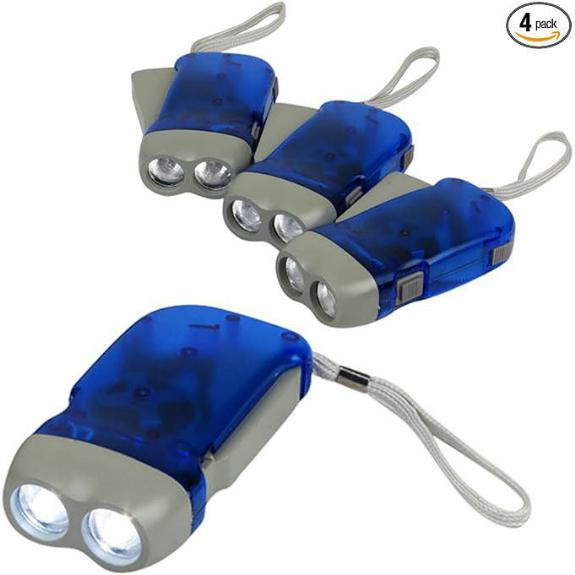 Evelots Hand Crank Emergency Flashlights (4-Pack)