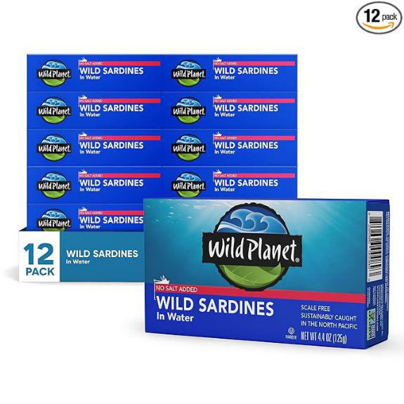 Wild Planet Sardines in Water No Salt (12-Pack)